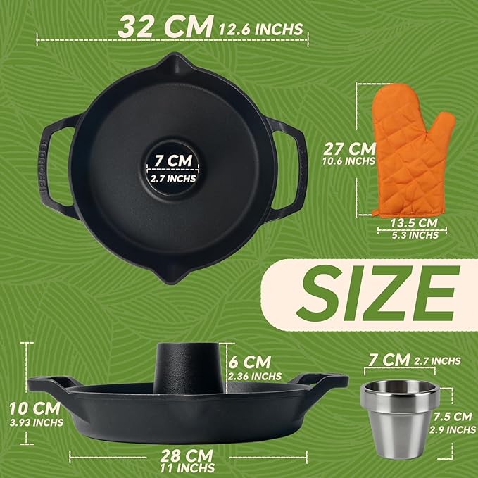 Cast Iron Chicken Roaster, Pre-Seasoned Vertical Poultry Roaster with Drip Pan, Beer Can Chicken Holder for Grill, Oven & Smoker