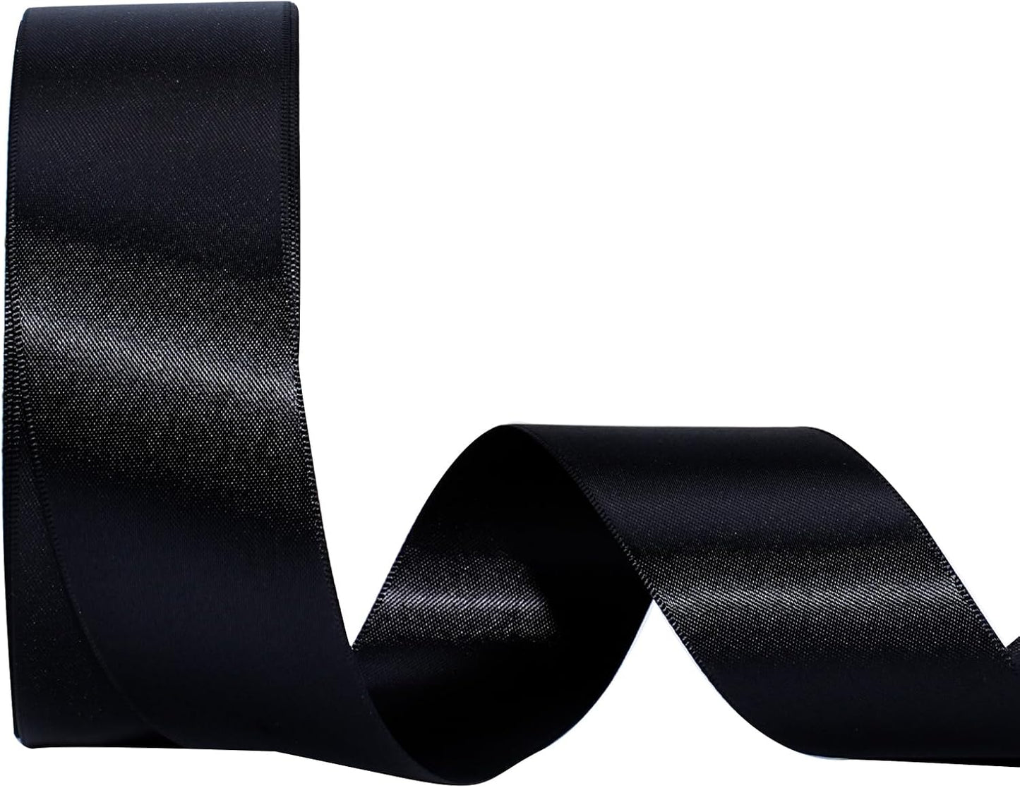 LaRibbons Black Satin Ribbon 1 1/2 Inch 50 Yards Double Faced Red Silk Ribbon for Flower Bouquet Crafts Gift Wrapping Bow Christmas Decoration