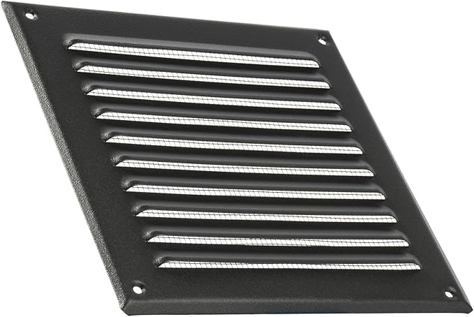 Vent Systems 6 x 6 Inch (Inner) - Pack of 2 - Black Vent Cover - Square Metal HVAC Return Air Grille with Mesh Screen - Register Wall Vent Duct Grill - Outdoor, Indoor, Crawlspace Exhaust Ventilation