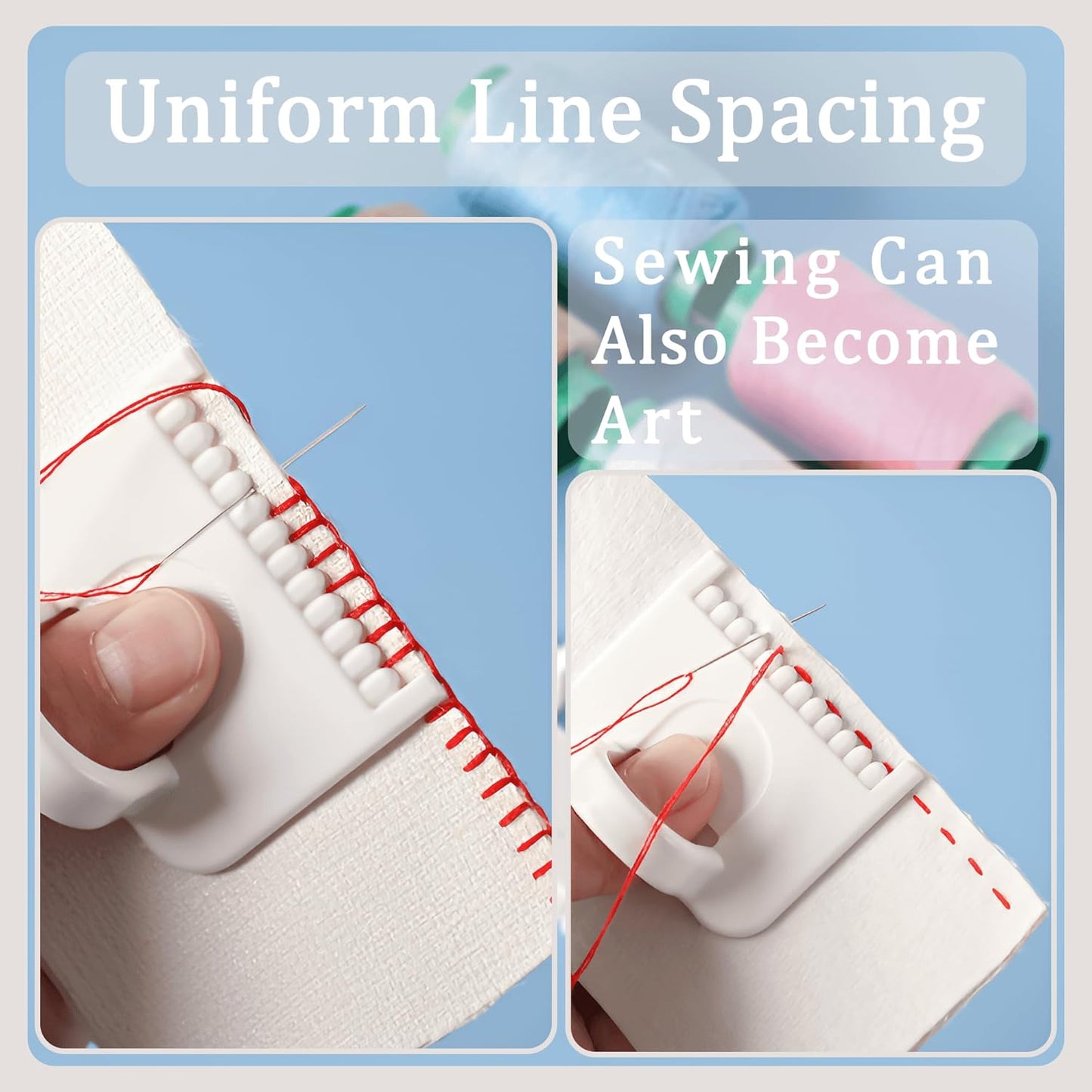 2 PCS Square 3mm Edge Lock Seam Guide, Mini Sewing Finger Ruler for Hand Sewing, DIY Sewing Kit Tool, Sewing Needle Gauge Measuring Guide, Square White