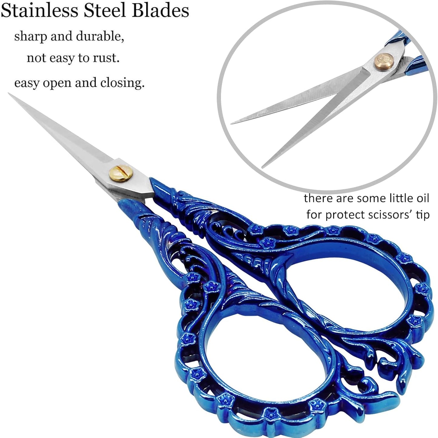 BIHRTC 4.5Inch Cross Stitch Sewing Scissors Small Sharp Scissor with Artificial Leather Cover Stainless Steel Shears for Needlework Artwork Craft Embroidery Sewing DIY Tool