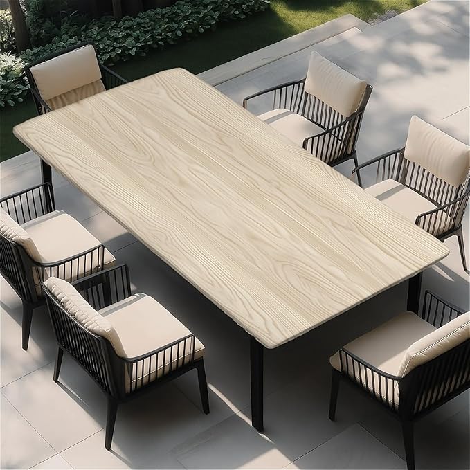 Rectangle Table Cloth Cover Waterproof Elastic Fitted Polyester Fitted Tablecloths for 6 Foot Tables for Indoor,Picnic, Camping, Outdoor （60" x 30"，Wood Grain）