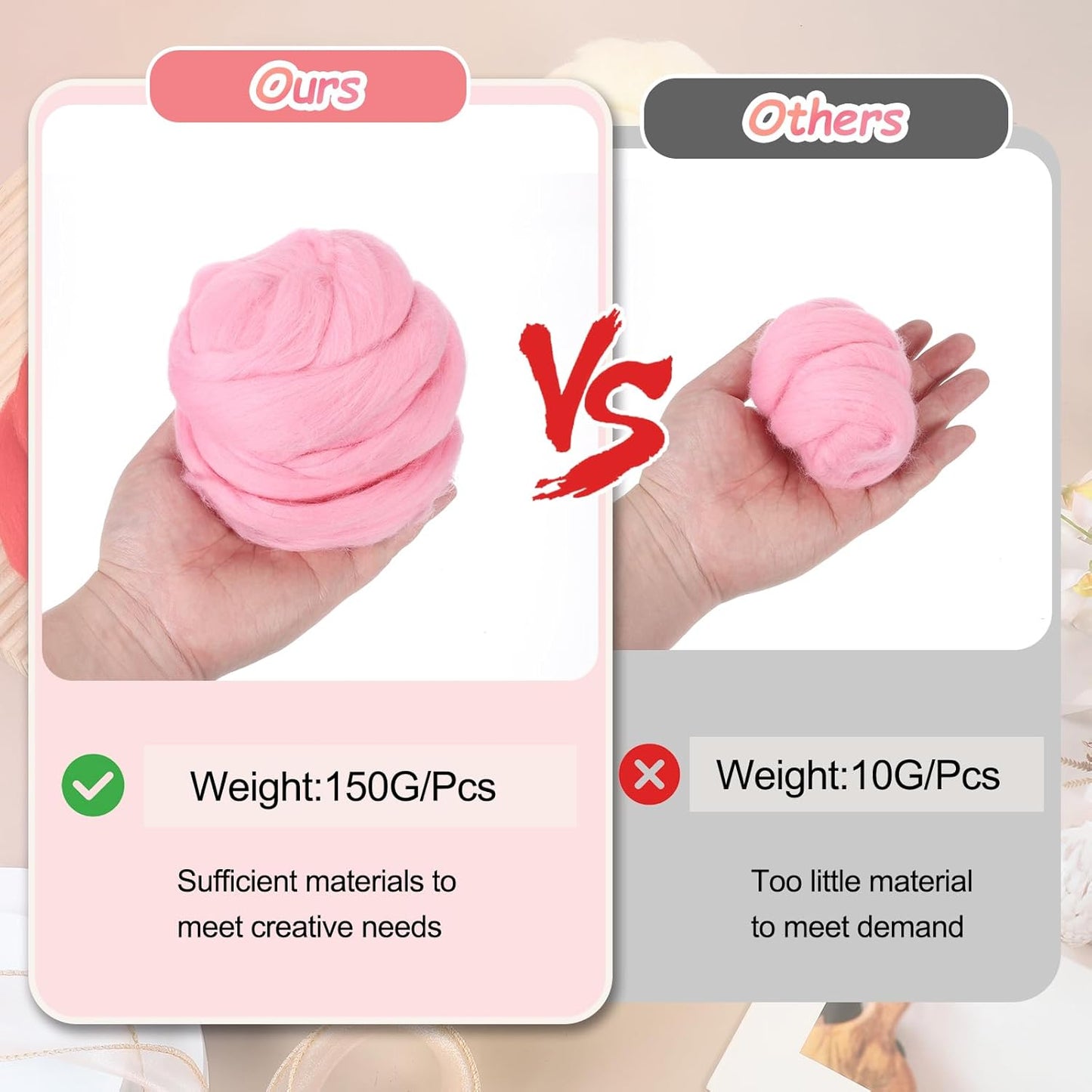 PATIKIL Wool Roving Yarn, 150G/5.3OZ Soft Felting Wool Pure Chunky Roving Yarn Bulk for Needle Felting Knitting Blanket Spinning Weaving DIY Craft, Bright Brown