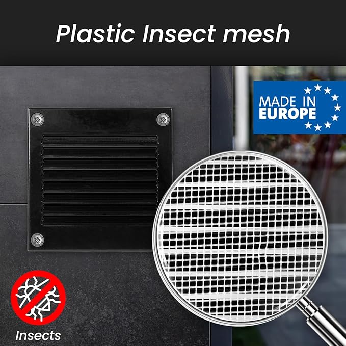 Repa Market 12x2 Inch Air Vent Cover/Black Galvanized Steel Louvered Grill Cover with Mesh Screen/Wall or Ceiling Vent/Durable Flush Mount HVAC Register for Indoor and Outdoor Ventilation
