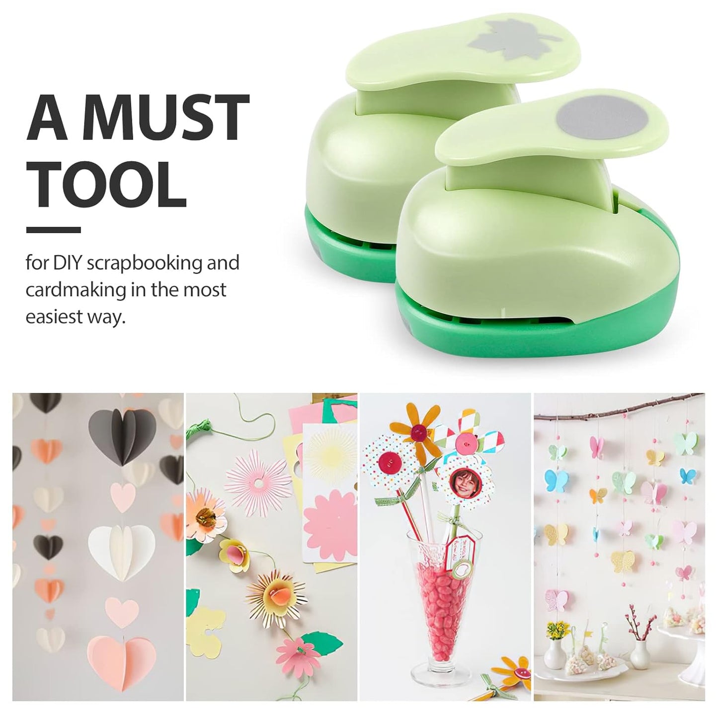 UCEC Paper Punches for Crafting, 1 Inch Craft Puncher, 6 Pcs Hole Punch Shapes Cutters for Paper Craft Heart, Circle, Star, Butterfly, Maple Leaf, Flower Punch Sets for DIY Projects Scrapbook