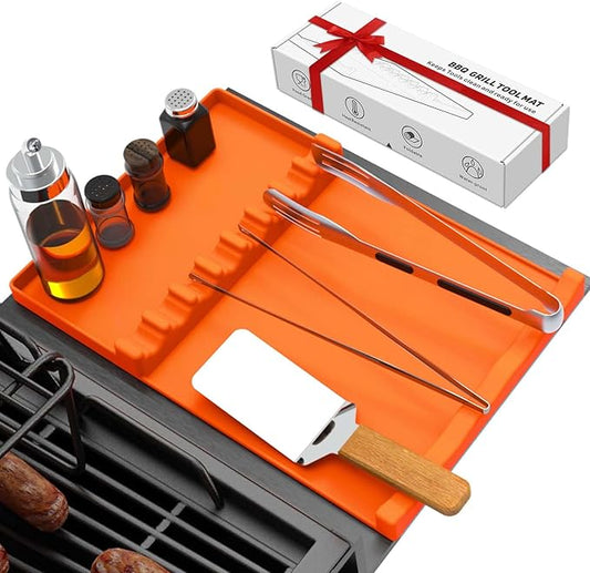 Silicone Grill Mat for Blackstone | Grilling Gifts for Men | Anniversary Birthday Father's Day Smoker Griddle Accessories Grilling Gifts | Spatula Mat for Outdoor Grill Kitchen Counter(17" x 11.5")