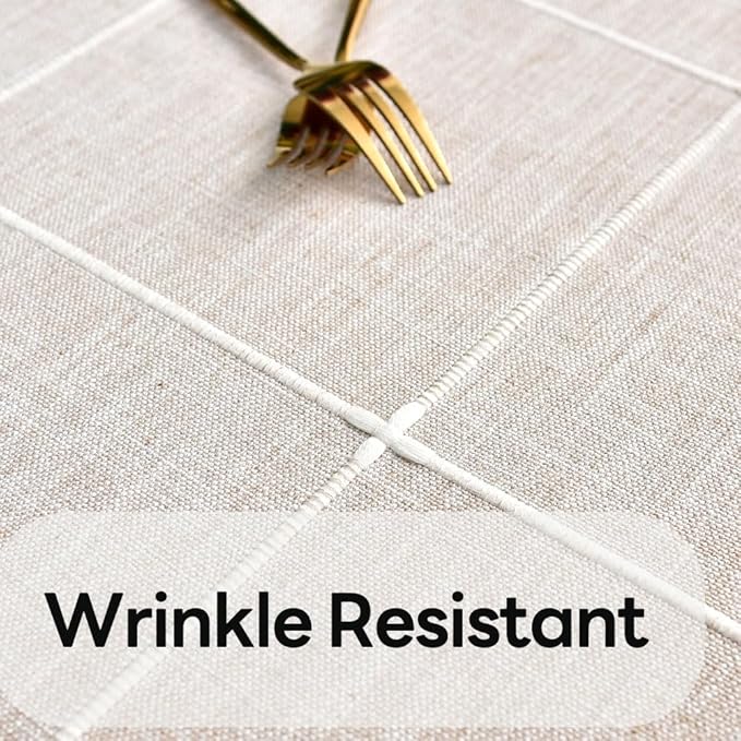 Heavy Duty Cotton Table Cloth for Rectangle Table Rectangular Farmhouse Vintage Tablecloth Washable Rustic Table Cover (Linen, 52''x70'')