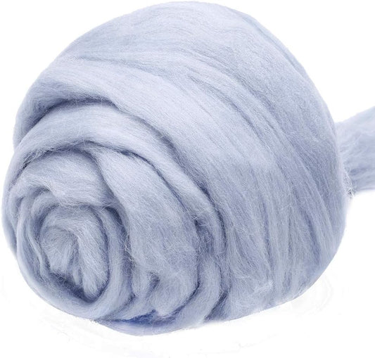 3.53oz Wool Roving Yarn, Wool Felting Supplies, Pure Wool, Chunky Yarn, Spinning Wool Roving for Needle Felting Wet Felting DIY Hand Spinning (ash Blue)
