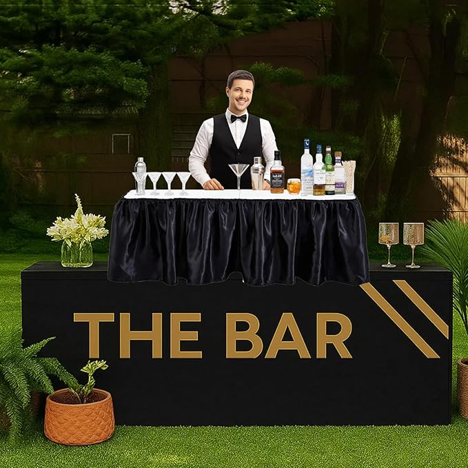 Bar Top Riser Tables Bar Riser with Skirt Mobile Folding Table Foldable Portable Risers for Banquet Events Home Party Picnics Restaurants(Table Not Included)(White,4 ft)