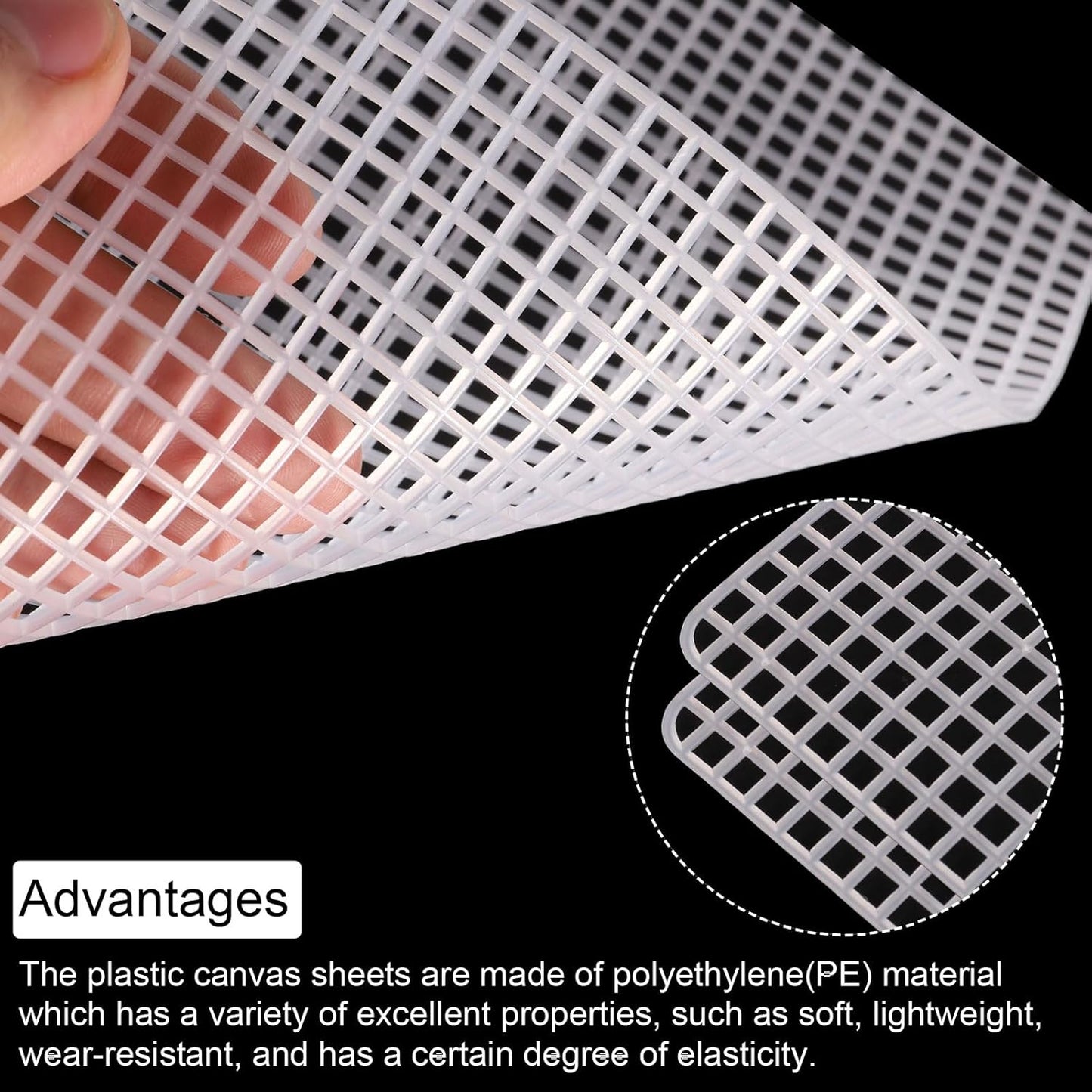 MECCANIXITY 4Pcs Plastic Mesh Canvas Sheet 4 Count 36 cm/ 14.2" for Crochet Bag Making Cross Blank Canvas for Embroidery Needlepoint, Bag, Knit Crochet Mesh, White