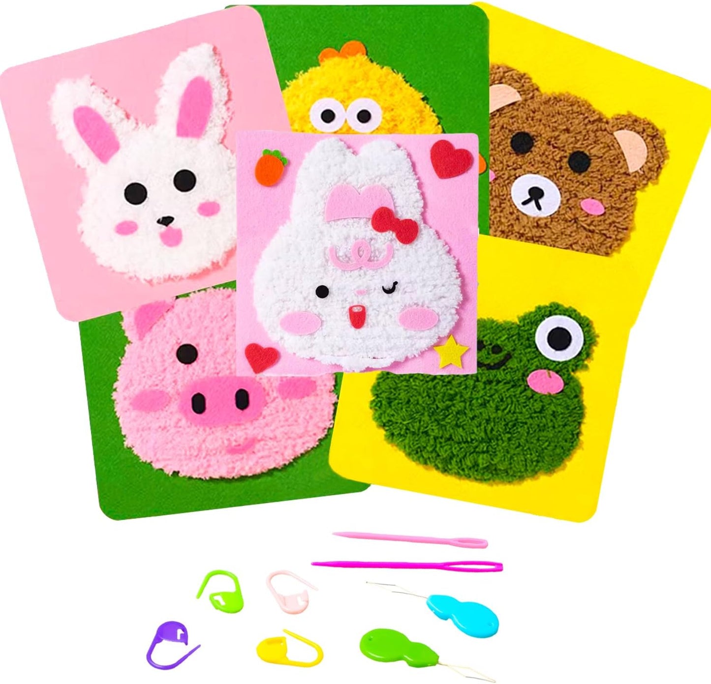 Hekisn 45Pcs Large Eye Blunt Yarn Needles Kit, Assorted Sizes Bent Tapestry Darning Needle, Sewing With Threaders & Stitch Markers for Knitting Crochet (White&Black)