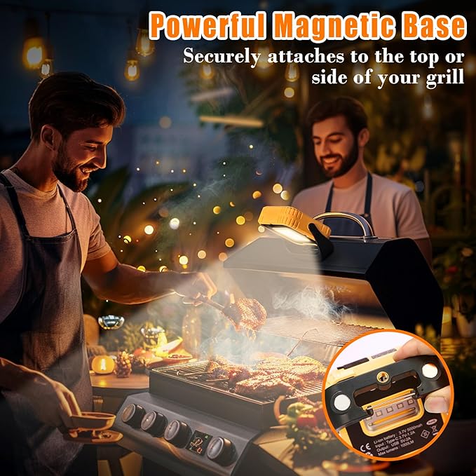 Grill Lights for Outdoor Grill,2-Pack Rechargeable Magnetic BBQ Grill Light Designed for Blackstone & Weber, LED Grill Accessories with Adjustable Brightness, Gifts for Men Dad Husband