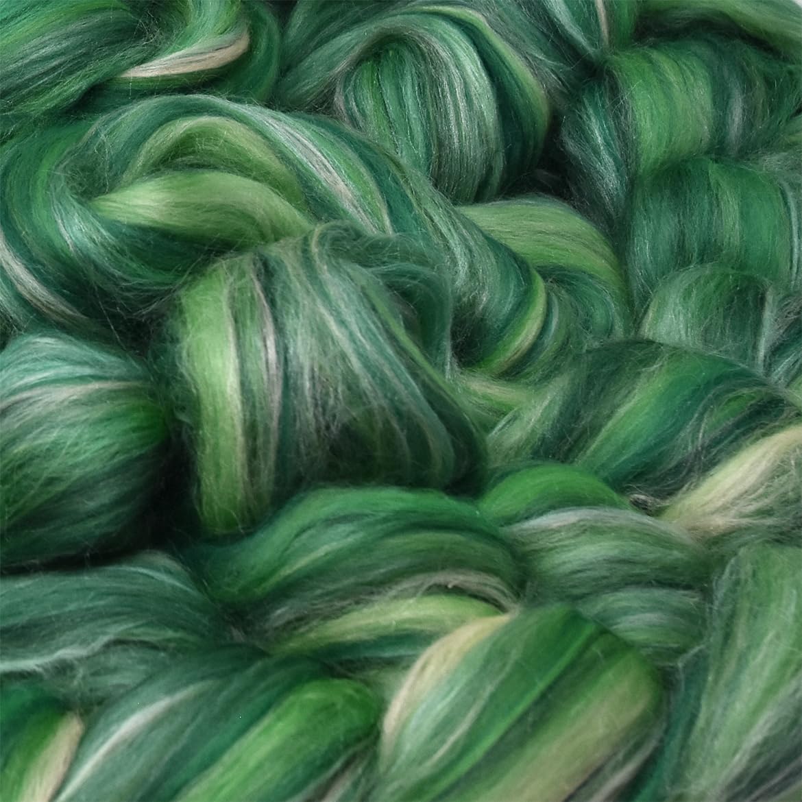 Merino Silk Luxe Tonal Designer Blend. Superfine Merino, Mulberry Silk, Tussah Silk. Top Roving for Spinning or Felting. Eden 1oz