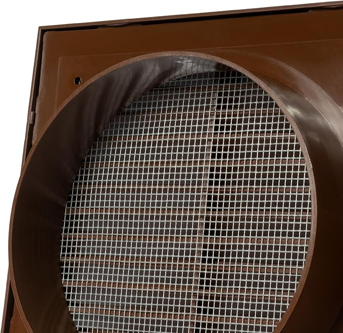 Brown 6" Inch Ventilation Grille - Inside/Outside use - (Flange 5.9"Ø/Cover 8"x8") - Air Vent Louver - Exhaust Hood - Available 3 Sizes / 4 Colors.