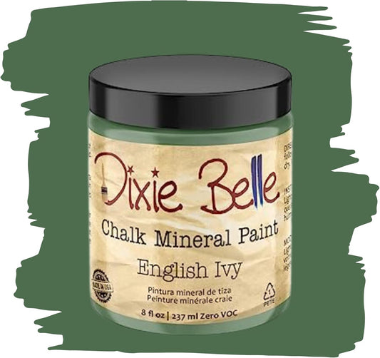 Dixie Belle Paint Company Chalk Finish Furniture Paint - English Ivy (8oz) - Matte Muted Green Chic Chalk Mineral DIY Furniture Paint