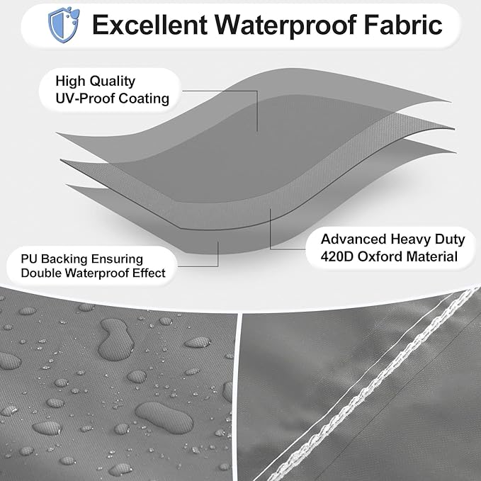 OutdoorLines Outdoor Waterproof Patio Table Furniture Set Covers - Rectangle Couch Sectional Cover Outside Weatherproof Patio Furniture Covering for Deck, Lawn and Backyard 74"L x 47"W x 28"H, Grey