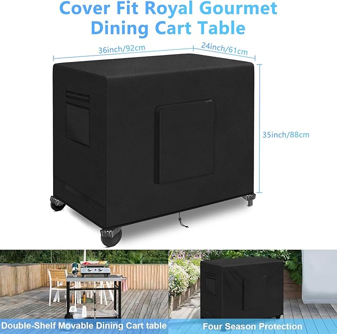 36 Inch Outdoor Prep Table Cover - Heavy Duty Waterproof Cover for Keter Unity Small Portable Table, Compatible with Storage Cabinet, Three-Shelf Movable Food Prep and Work Car - 36"L x 24"W x 35"H