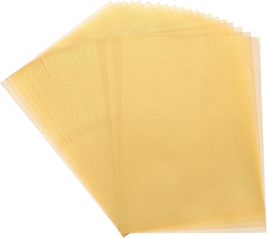 MECCANIXITY Colored Vellum Paper, 40 Sheet Gold Transparency 11.7 x 8.2 Printable Vellum Paper, Translucent Vellum Sheets for Printing Wedding Invitations, Ink Jet Laser Printer