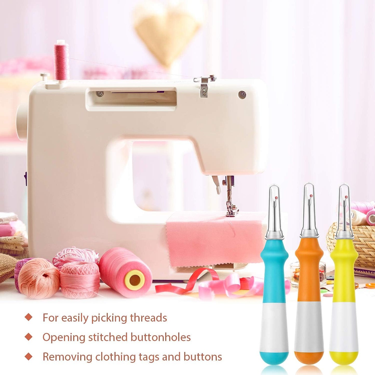 Mudder 5 Pieces Seam Ripper for Sewing Ergonomic Seam Ripper Colorful Large Thread Remover Stitch Tool Handy Thread Picker for Sewing Crafting Embroidery Removal Tool, 5 Colors