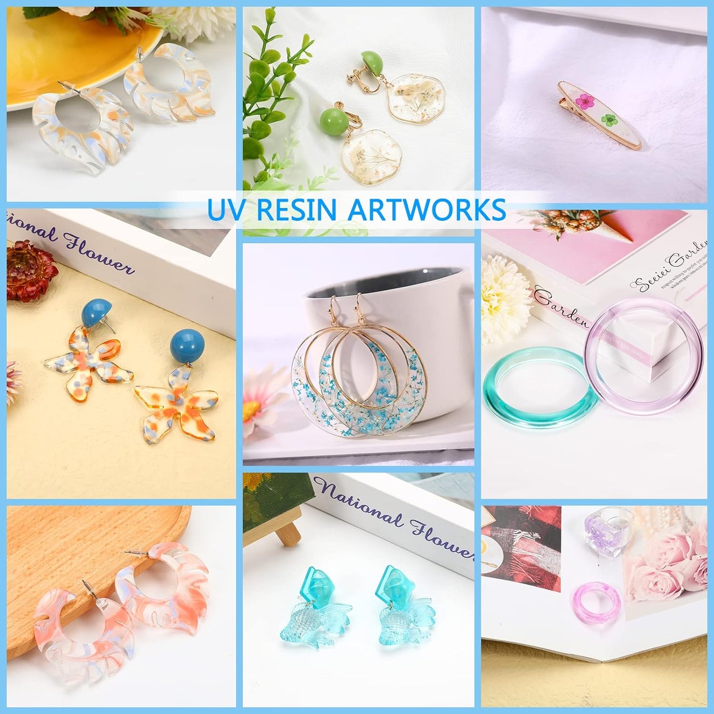 KISREL UV Resin Kit With 22 Lamp Beads Light - Larger Size and 200g Upgraded Hard Type Crystal Clear Resin for Craft Jewelry Making