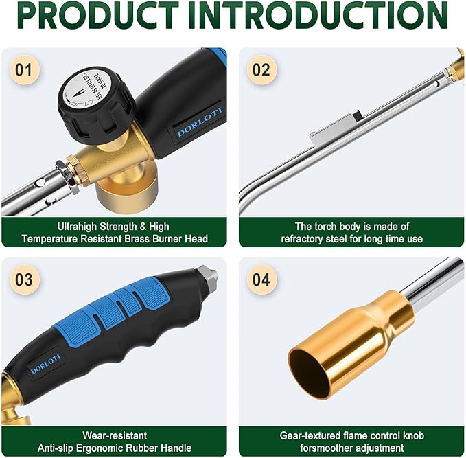 Grill Torch Charcoal Torch Lighter Campfire Starter Kitchen Torch Grill & Cooking Propane Torch Chef Blow Torch for Charcoal Starter BBQ Searing Weeding(Fuel Cylinder Not Included)