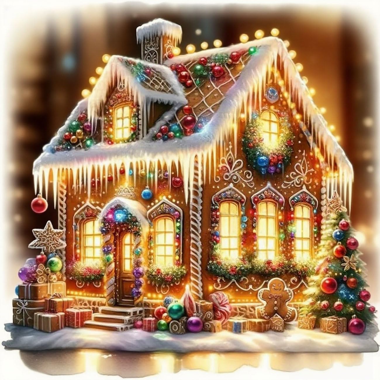 Christmas Stamped Cross Stitch Kits - Christmas House Counted Cross Stitch Kits for Beginners Adults Needlepoint Cross-Stitch Patterns Dimensions Needlecrafts Embroidery Kits Arts and Crafts