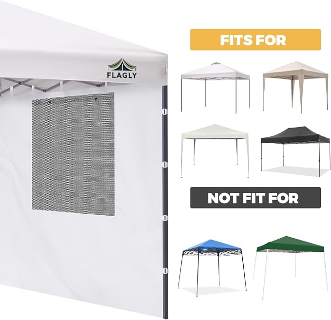 10x10 Pop Up Canopy Sidewall - 1 PC 300D Waterproof Attachable Tent Wall, Privacy Shade for Outdoor Events, Vendor Booths (Tent Not Included, with Square Mesh Window)