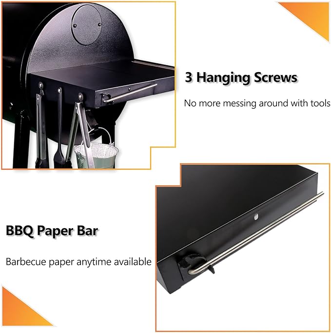 GRISUN Grill Table Shelf for Pit Boss 700/1000/1150/500 Series Pellet Grills, Heavy Duty Steel Multifunction Grill Accessories for Pit Boss 700FB Pellet Grill, Not Fit for Pitboss Classic Onyx