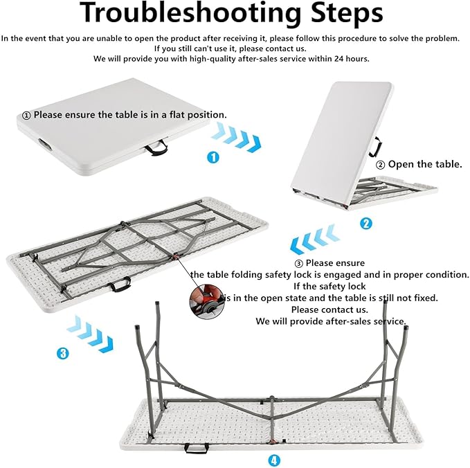FWTI Deal Folding Table 6ft, Heavy Duty Portable, Built in Carrying Handle & Alloy Steel Legs for Party, Dining, Wedding, Events, Picnic, Indoor, Outdoor, Camping, Utility, White