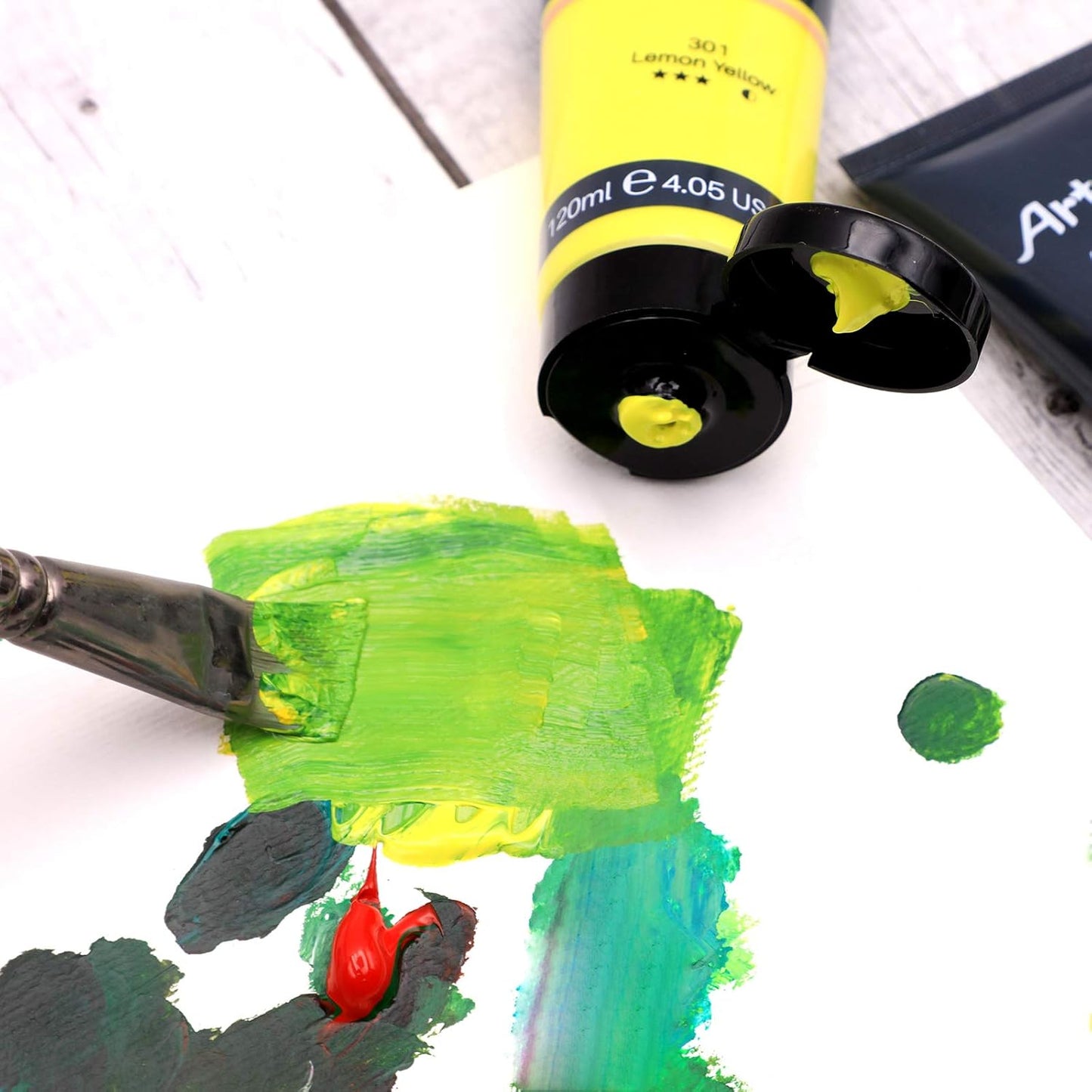 Artecho Green Acrylic Paint, Sap Green Paint (120ml / 4.05oz) Tubes, Art Craft Paints for Canvas, Rock, Stone, Wood, Fabric, Art Supplies