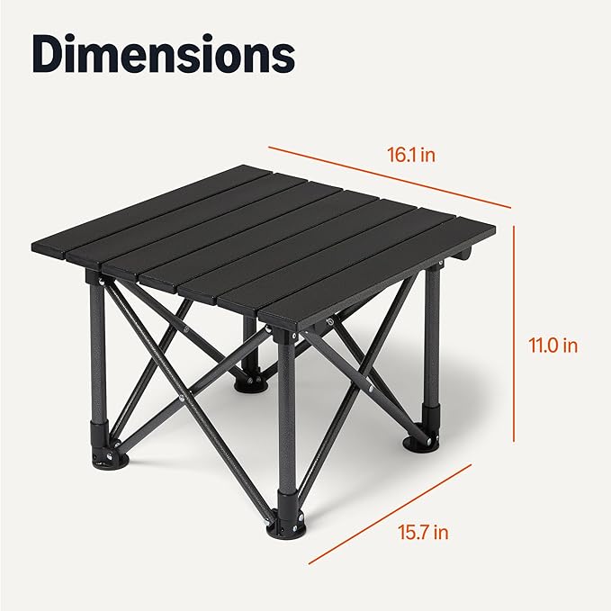 Amazon Basics Camping Table, Small, Folding, Camping Essentials, Black