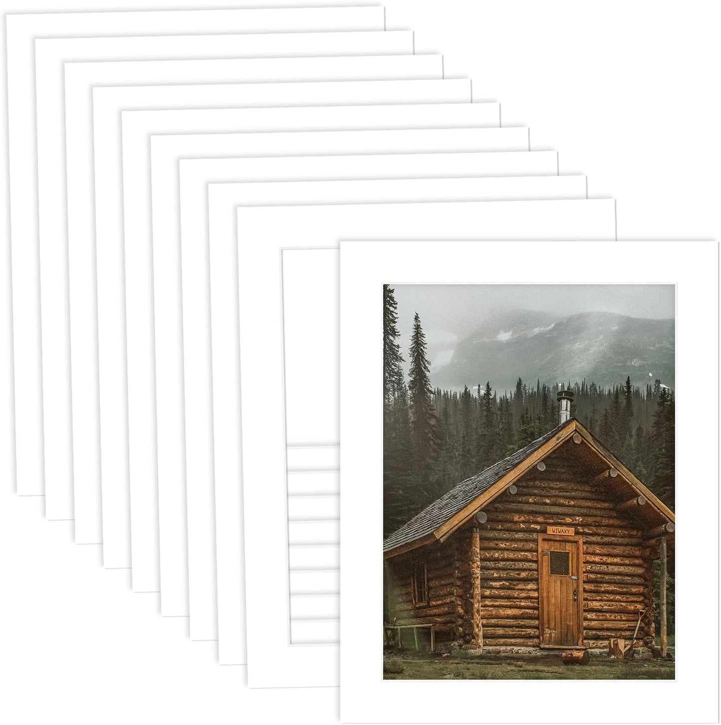 MBC MAT BOARD CENTER, 10 Pack 11X14 for 9X12 White Picture Mats Frame Mattes, Bevel Cut, Acid Free, 4-Ply Thickness