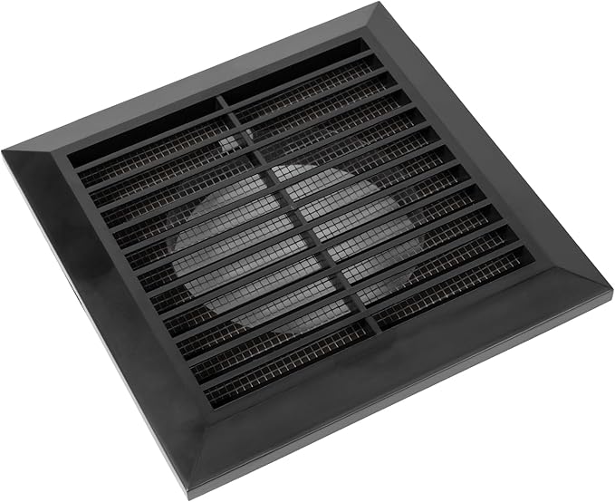 Black 4" Inch Ventilation Grille - Inside/Outside use - (Flange 3.9"Ø/Cover 6.7"x6.7") - Air Vent Louver - Exhaust Hood - Available 3 Sizes / 4 Colors, Black