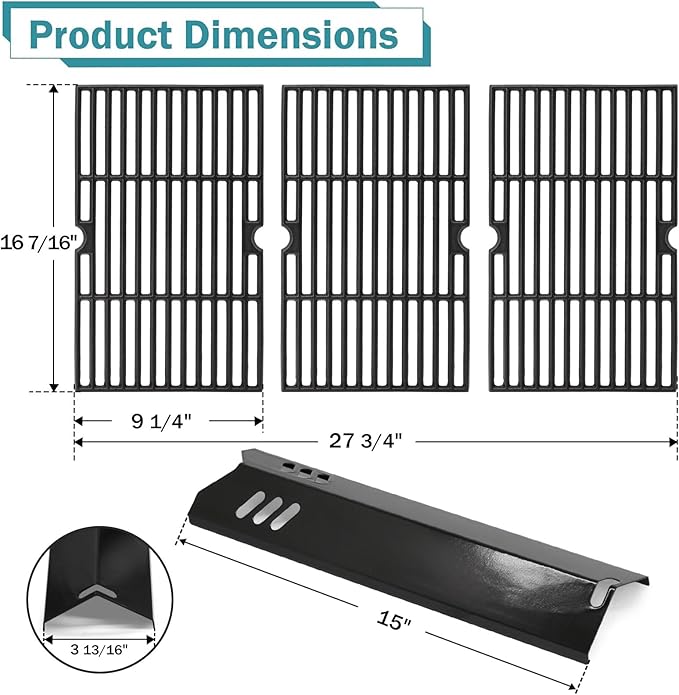 Criditpid Grill Replacement Parts for Dyna Glo DGF510SBP, DGF510SSP, DGF493PNP-D, Backyard Grill BH13-101-099-01, BH15-101-099-02, Uniflame GBC1059WB. Grill Grates, Heat Plate for Dyna-Glo Grill Parts