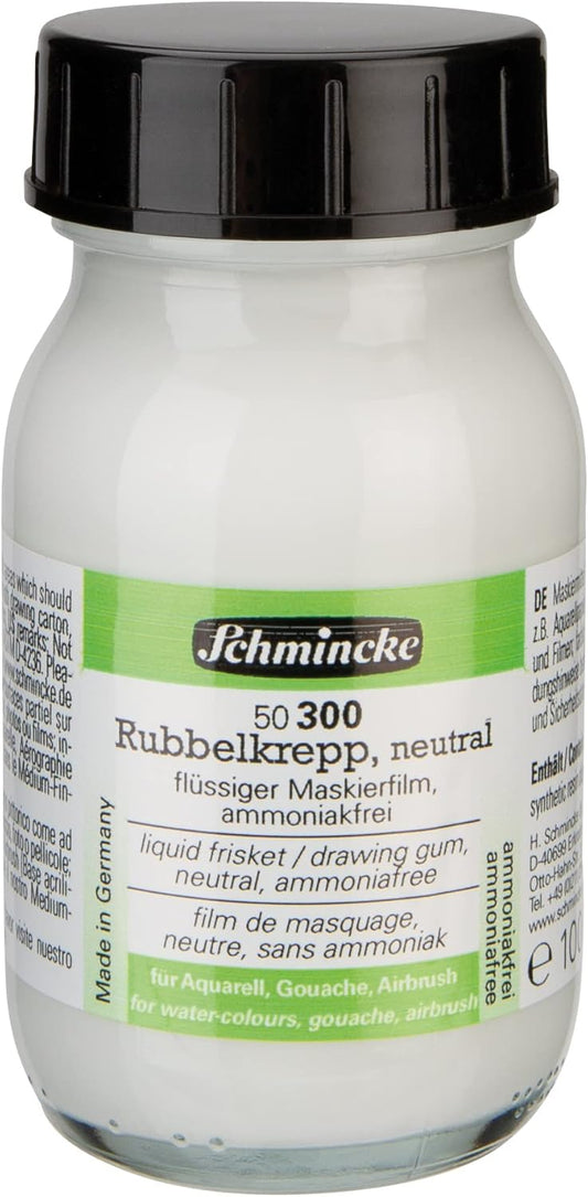Schmincke - Liquid frisket neutral, 100 ml, 50 300055, colourless masking liquid for opaque areas of paintings, smooth drawing cardboard, ammonia-free