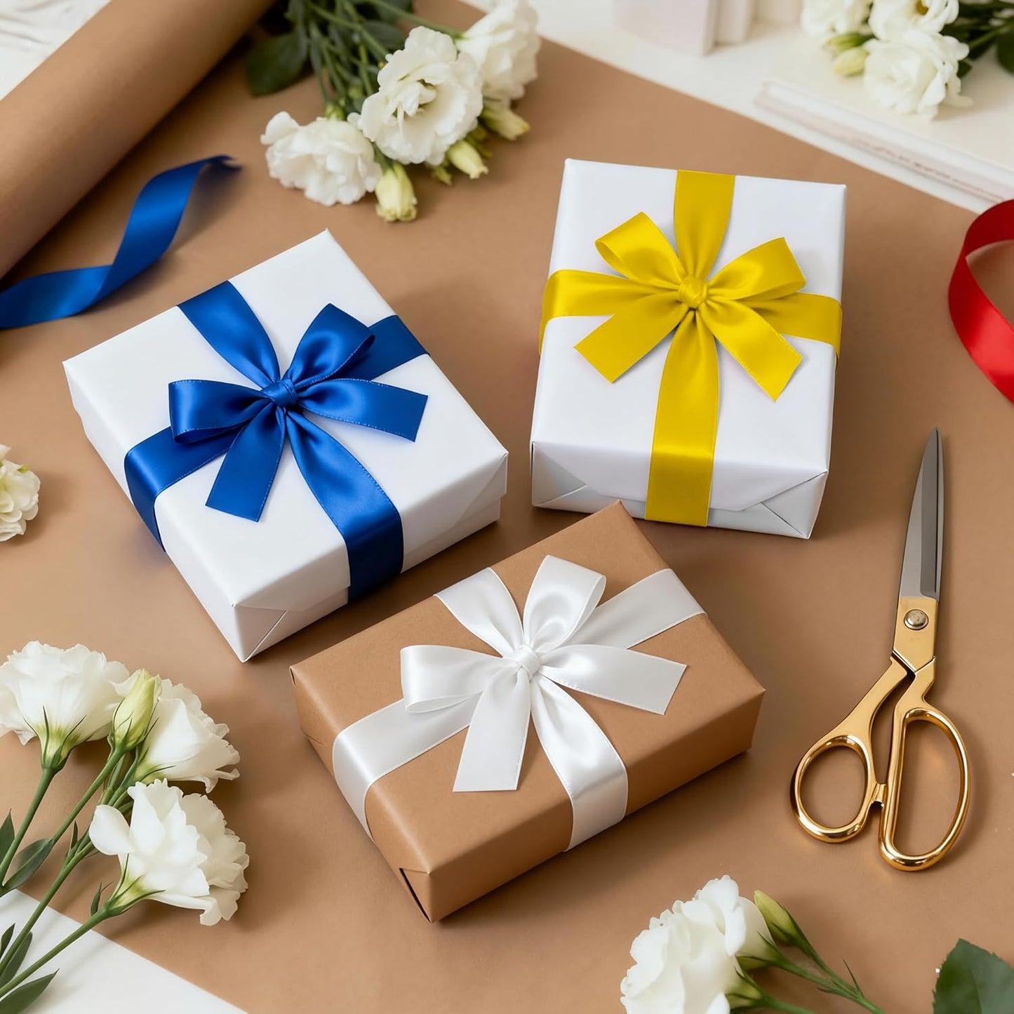 1-1/2 Inch 100 Yards Satin Ribbon Yellow, Solid Color Fabric Ribbon for Gift Wrapping, Wedding, Polyester Gift Ribbon for Birthday Party Decoration, Craft, Hair, Floral, Sewing