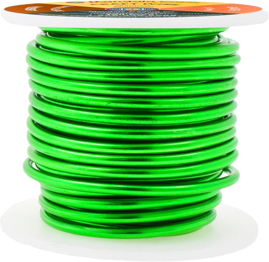 Mandala Crafts 8 Gauge Anodized Aluminum Craft Wire for Jewelry Making - 32 FT Colored Flexible Kelly Green Wire - Bendable for Bonsai Armature Crafting Sculpting