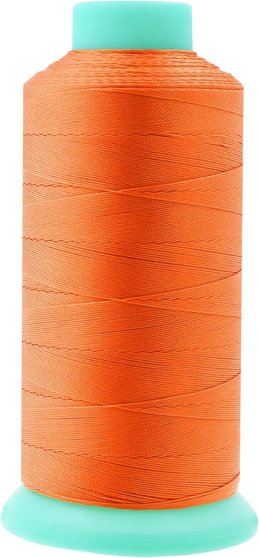 Mandala Crafts Orange Heavy Duty Thread -1100 Yds Tex 90 Thread for Sewing Drapery Jeans Leather Hair - Bonded Polyester for Outdoor Marine Upholstery