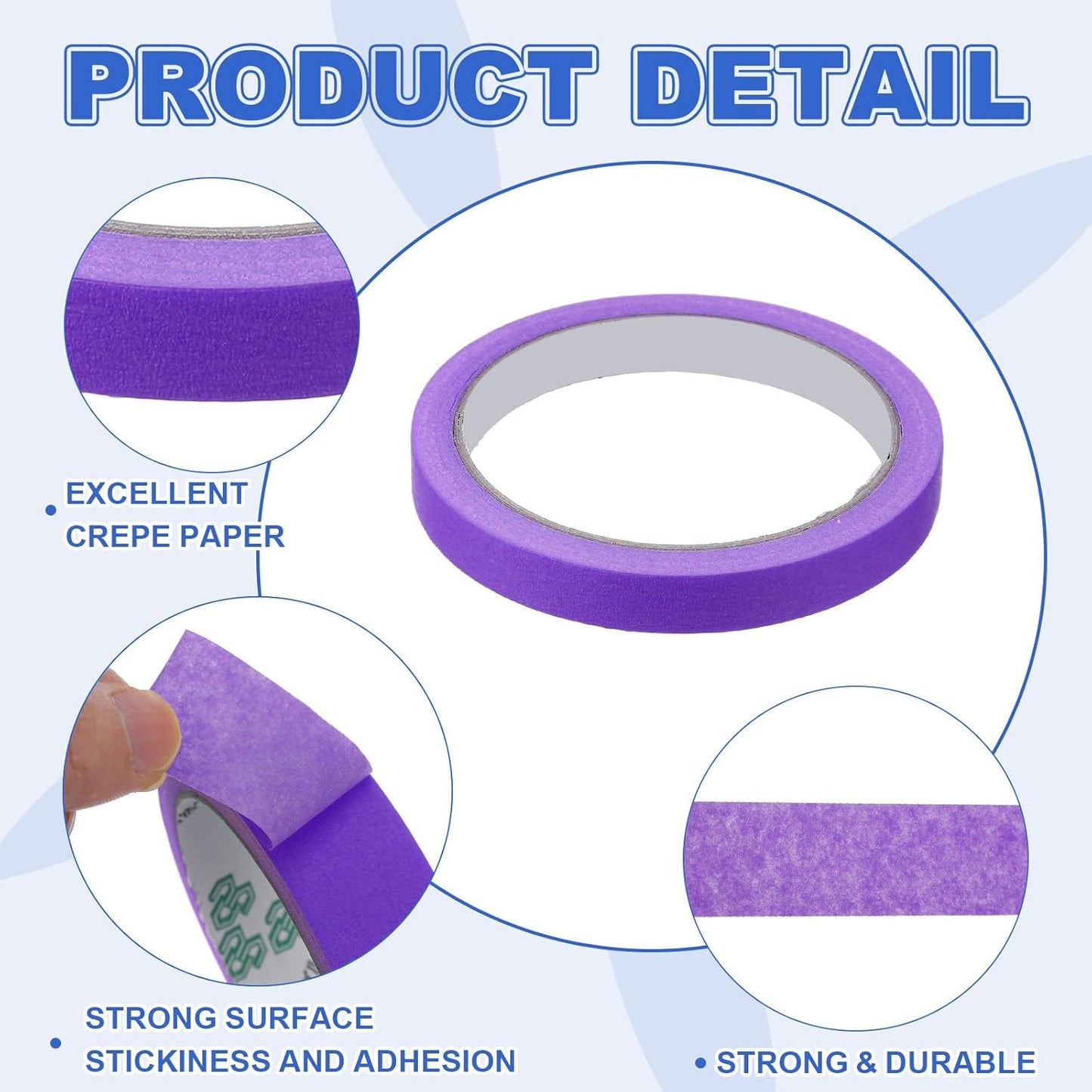 MECCANIXITY Masking Tape 0.5 Inch x 21 Yard Painter's Tape Purple Paint Tapes for DIY Crafts Arts Drawing Decoration Labeling Car Painting Artist Teachers, Pack of 6