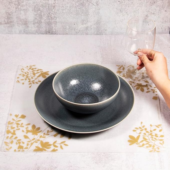 MODERN-TWIST Placemat 100% Food-Grade Silicone, Waterproof and Reusable, Jardin – Gold