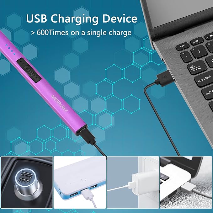 MEIRUBY Electric Candle Lighter, Christmas Stocking Stuffers Gifts for Women Mom Men Wife Sister, USB Arc Rechargeable Windproof Long Lighter for Candle BBQ Housewarming Birthday Gifts Idals