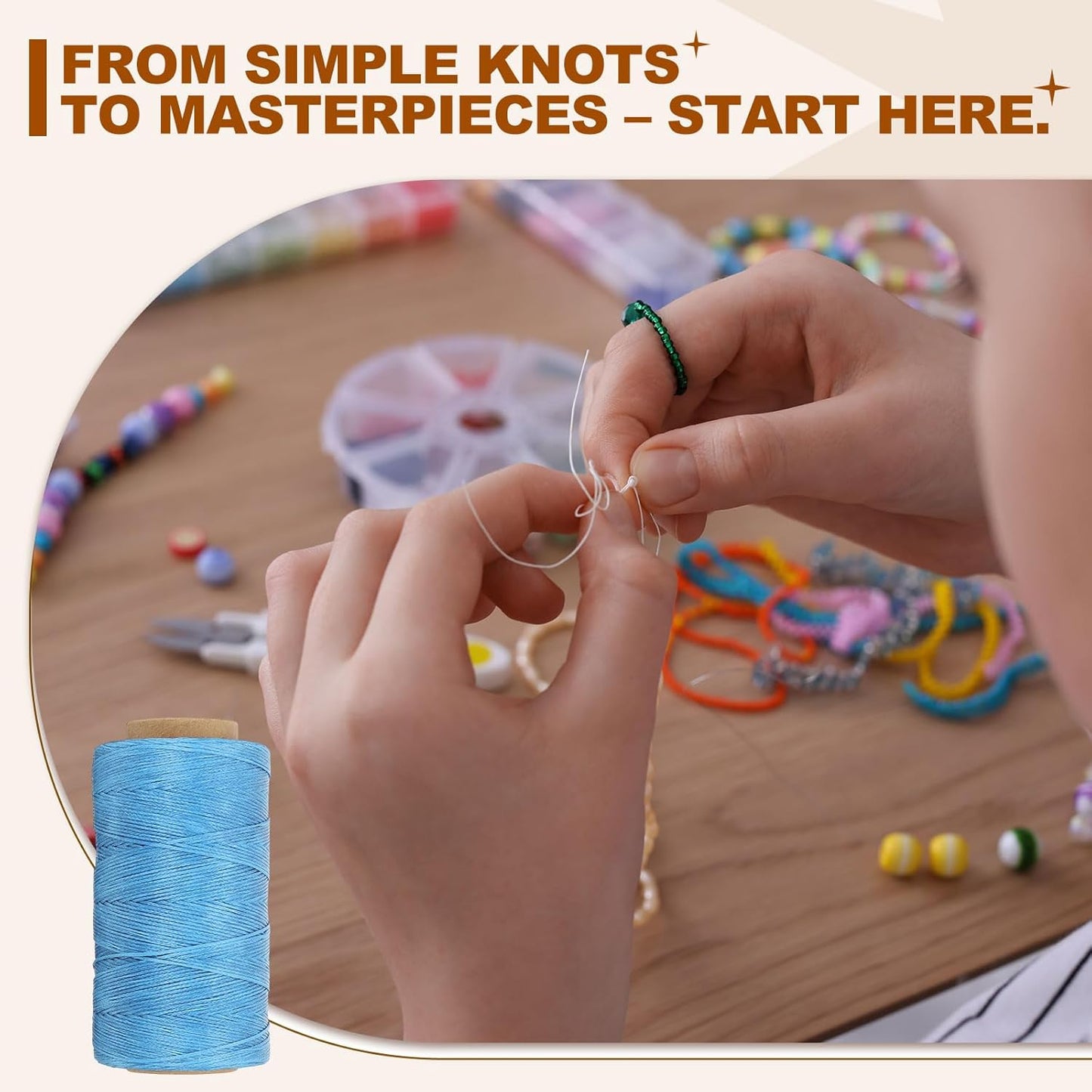 PATIKIL 284 Yard Flat Waxed Thread 150D 1mm Leather Sewing Cord for Repairing Shoes Bags Wallets Jewelry Making DIY Leather Craft, Sky Blue