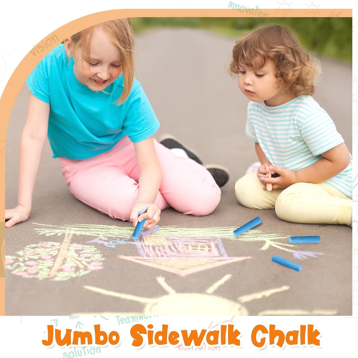 40 Pcs Sidewalk Chalks for Kids Non Toxic Jumbo Chalk for Party Gift Outdoor Art Classroom Play Painting (Blue)