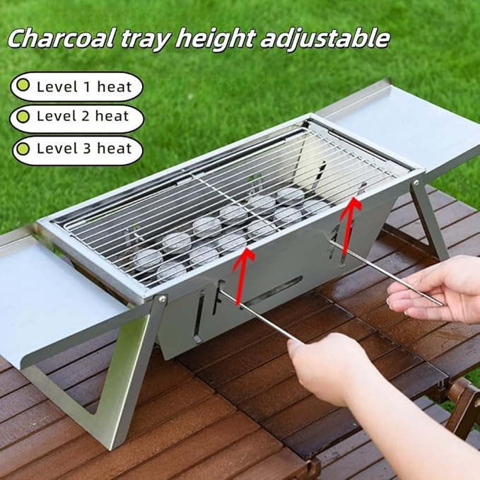Small Protable Charcoal Grill Outdoor: BBQ MINI Foldable Carbon Griller for camping (2 pack)