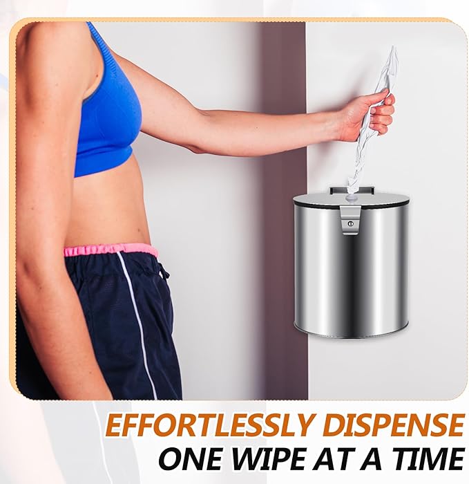 Zonon Stainless Steel Wall Mount Disinfectant Wipe Dispenser Fits Sanitizing and Disinfecting Wipes on Rolls 11 x 10'' for Fitness Clubs Schools Commercial and Residential Facilities(Round)