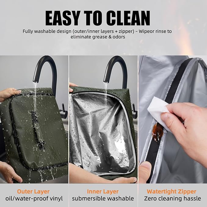 BBQ Blanket for Resting Meat, Leak-Proof Insulated Meat Resting Bag, 270° Top Opening for Large Briskets, Turkey, Washable Smoker Accessories Gift for Men or BBQ Lovers - 21in