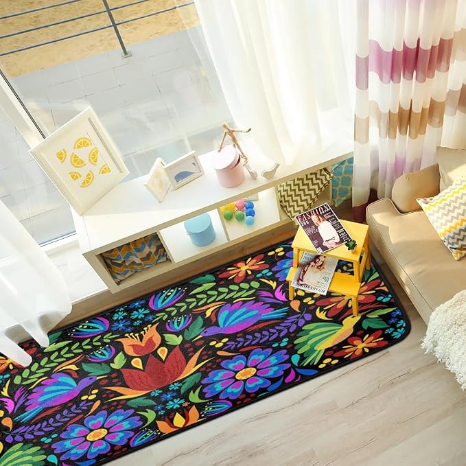 Floral Mexican Birds Kitchen Rugs Indoor Outdoor Non Slip Kitchen Floor Mats Area Rugs Runner Rug Laundry Room Rug 40x20 in