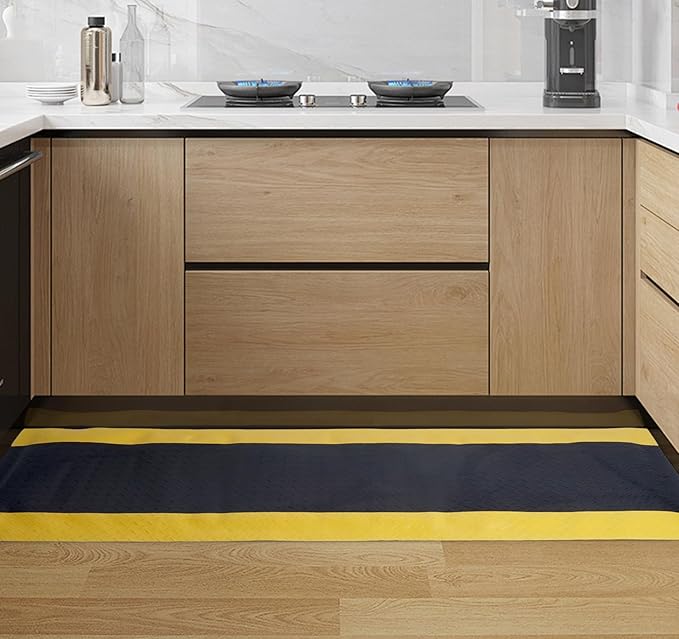 Nisorpa Anti Fatigue Mat,20"x 60" Standing Mat Work Mat with Yellow Border, PVC Foam Commercial Floor Mats for Garage Workbench Kitchen