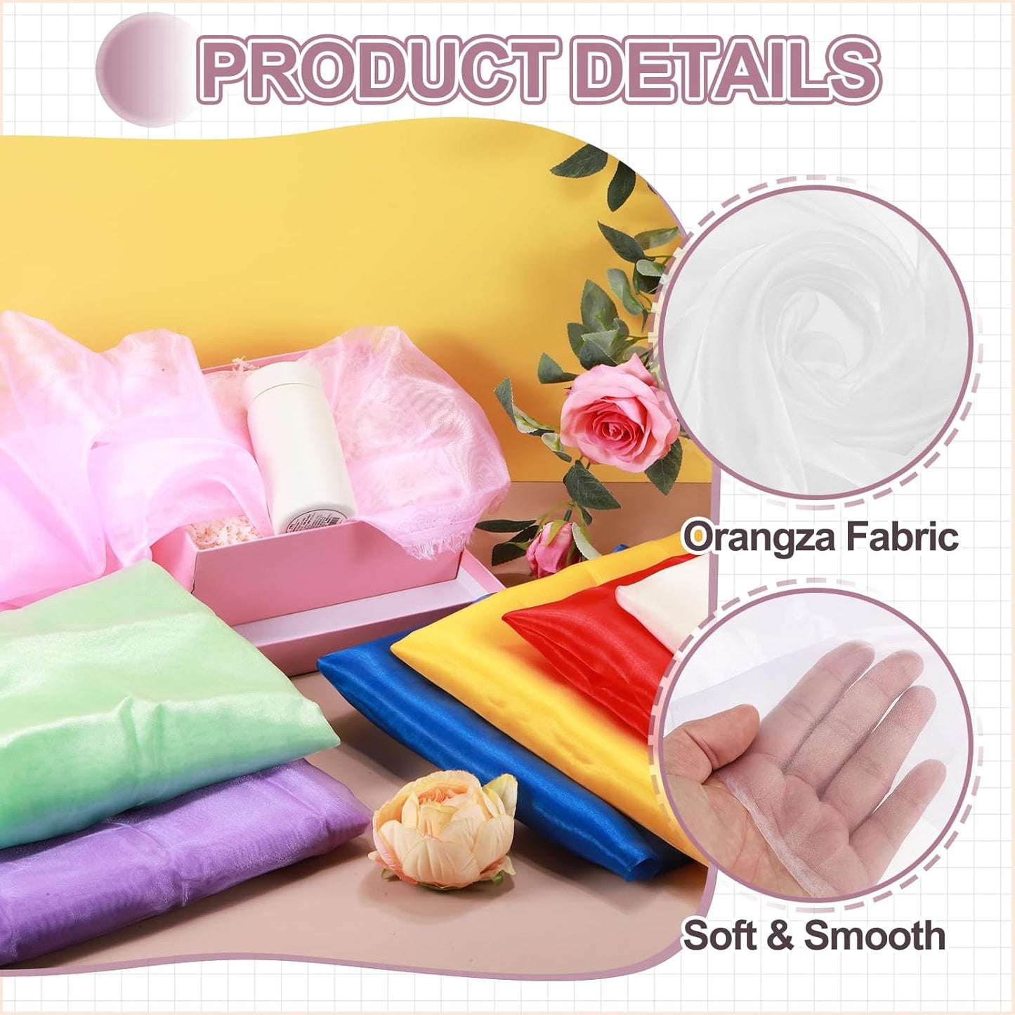 MECCANIXITY Iridescent Sheer Organza Fabric, 2 Yards x 59 Inches Solid Holographic Shiny Fabric Organza Cloth for Wedding, Curtains, Costume, Photo Background, White