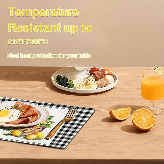 Placemats Set of 4 - Faux Leather Heat Resistant Placemats for Dinner Table, Non-Slip Waterproof Oil-Proof Washable Reusable Placemat for Indoor Outdoor Kitchen Decor, 15.75In*11.81In